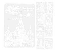 SOIMISS Landscape Painting Stencils Famous Buildings, 9 Sheets Plastic Drawing Templates Architectural Cutouts, A4 Notebook Scrapbook Crafts for Teen Artists