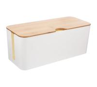 SOIMISS Large Cable Management Box Cord Storage Organizer with Bamboo Lid Appearance and Smooth Bamboo Cover Improves Performance Meets Installation Needs for Home and Other Occasions