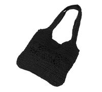 SOIMISS Large Capacity Black Straw Tote Bag for Women Summer Beach Picnic Over Shoulder Handbag Woven Hollow Design Casual Vacation Purse with Roomy Interior and Timeless Style