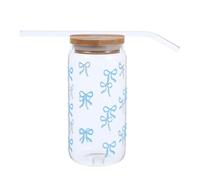 SOIMISS Large Capacity Cute Coffee Tumbler Glass Coffee Cups with Lids Glass Straws High Temperature Resistance Maintains Original Taste Bow Shape for Onthego Scenarios
