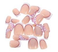 SOIMISS Leaf Glitter Press On Fake Nails Set 24PCS Full Cover Plastic Nail Tips for Women Decorative Press On Suitable for Party and Daily Wear