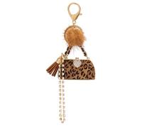 SOIMISS Leopard Bag Decoration Handbag Shape Keychains Backpack Pendant Rhinestone Keychains Leopard Handbag Keychain Print Keychain Pom Pom Keyring Bags Miss Zinc Alloy Mini Bag