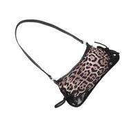 SOIMISS Leopard Print Shoulder Bag with Bow PU Underarm Tote for Women Practical Multi Compartment Interior Stylish Crescent Design for Shopping Work and Social Gatherings