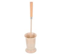 SOIMISS Long Handle Toilet Brush with Base for Bathroom Deep Cleaning Plastic and Wood Construction Powerful Bristles for Stubborn Stains Compact Space-saving Design Sanitary Storage