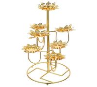 SOIMISS Lotus Candle Stand Butter Lamp Base Vintage Tealight Holder 9.4x6.3x5.9 inch Stainless Steel Golden for Temple Pooja Daily Home Decoration Indian Meditation Table Centerpieces Artwork