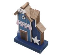 SOIMISS Mediterranean Wood Miniature House Coastal Beach Scene Dollhouse Accessories Pool Figure Decoration Nautical Table Sculptures for Home Decor