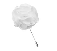 SOIMISS Men’s Satin Flower Brooch Lapel Pin, Handmade White Boutonniere Tie Pin for Suit, Elegant Men’s Tie Accessory for Weddings and Formal Occasions
