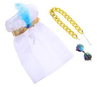 SOIMISS Middle Eastern Dog Costume for Small Pets Handcrafted Dubai Style Bandana and Gold Chain Necklace with Sunglasses Arabian Puppy Outfit for Halloween and Christmas Party Dress-up