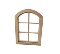 SOIMISS Mini House Window Frame Model for Boys and Girls 6-Compartment Arch-Top Wooden Miniature Furniture Decor for Dollhouses and Playrooms