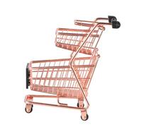 SOIMISS Mini Two-tier Metal Shopping Cart for Rose Gold Electroplated Grocery Trolley with Storage Basket Realistic Simulation Play for Enhancing Imagination and Color Recognition