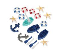 SOIMISS Miniature Beach Figurines and Resin Boat for Dollhouse Accessories Realistic Coastal Scene Decor Summer Ornament for Home and Miniature Model Collection