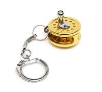 SOIMISS Miniature Fishing Reel Key Ring with Real Moving Parts Fun Keychain for Fishing Lovers