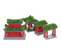 SOIMISS Miniature Japanese Pavilion and Fish Pavilion Ornaments 4Pcs for Moss Micro-Landscape Zen Garden Aquarium Arrangement