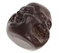 SOIMISS Miniature Wood Carving Buddha Head Ornament Solid Agarwood Four-faced Buddha Figurine Decorative Wood Craft Statue for Home Meditation Desk Display