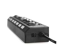 SOIMISS Multi Charger Adapter with 480mbps Data Transfer Rate Current Protection USB 2.0 Hub 7-port and Simultaneous Port Use Black Metal Plastic Compatible with PC and Laptop