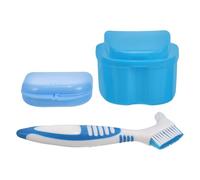 SOIMISS Multi-use Denture Holder Case with Toothbrush Plastic Retainer Container for Travel Compact Small Mouth Guard Storage for Orthodontic Fixator Users
