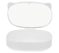 SOIMISS Multifunctional Cat Ear Makeup Mirror with Folding White Storage Box Jewelry Organizer for Women Desktop Vanity Cosmetic Holder and Bracelets Storage Container