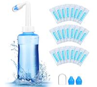 SOIMISS Nasal Irrigation Bottle 500Ml with 40 Saline Rinse Packets Sinus Wash Bottle for Sinus Care Allergy Relief and Nasal Cleaning