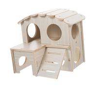 SOIMISS Natural Wooden Hamster House Villa Shaped Hideout Warm Shelter Small Pet Nest for Guinea Pig Chinchilla Bed Easy to Clean Pet Supplies