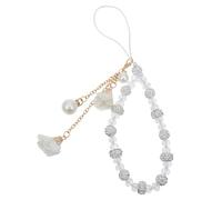 SOIMISS Non-slip Phone Lanyards Short String Crystal Flower Pendant Bag Pendants Phone Ornaments Hanging Rope Chain White Stylish Daily Accessories