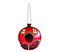 SOIMISS Outdoor Resin Pomegranate Birdhouse Hanging Decor Safe Hideaway for Birds Unique Garden Ornament Durable Bird Nest Adornment Red