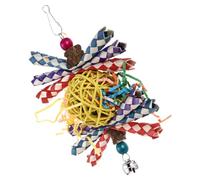 SOIMISS Parrot Chewing Toy Bite-resistant Bird Chew Toy Paper Straw Foraging Pendant Single Random Color Practical Parakeet Cage Accessory