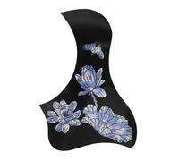 SOIMISS Patterned Guitar Pickguard Silver Lotus Design Self Adhesive Acoustic Guitar Scratch Plate Replacement Part for Guitarist