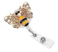 SOIMISS Pediatric Nurse Badge Holder Clip Retractable Badge Reel with Rotating Alligator Clip and Rhinestone Design for Convenient Id Card and Key Organization