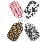 SOIMISS Perfume Pattern Portable Keychain Cow Holder with 4pcs Bottle Pu Leather Case Lightweight and Accessory for Travel Outdoor and Daily Use