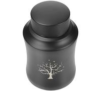 SOIMISS Pet Urn Stainless Steel Sealed Memorial Ashes Container 12x17.8cm Medium Black Pet Cremation Box for Dog and Cat Ashes