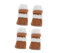 SOIMISS Pet Winter Boots Set 4pcs for Small Dogs, Non-slip Khaki Short Dog Shoes with Lamb Wool Lining, Paw Protectors for Snow and Cold Weather, Suitable for Puppies and Chihuahuas