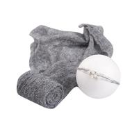 SOIMISS Photography Mohair Wrap Set with Grey Swaddle and Headdress, Newborn Photo Props for Photoshoot, Soft Cloth for Studio Posing
