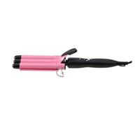 SOIMISS Pink Three Barrel Hair Curler with PTC Ceramic Heating Body Adjustable Thermal Control Curling Iron for Salon and Household Use Slip Handle Abs Shell UK Plug Compatible Acv
