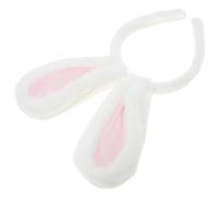SOIMISS Plush Rabbit Ear Hairband Cute Bunny Headband for Theme Parties Live Streaming Selfie Prop Cosplay Accessory White