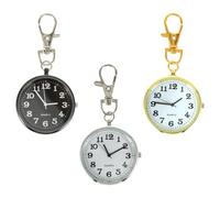 SOIMISS Pocket Watch Key Ring 3Pcs Set Featuring Gold and Black Dial, Chest Watch Key Chain for Healthcare Workers and Older Adults