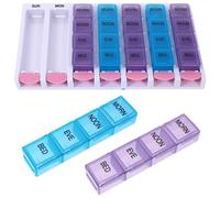 SOIMISS Portable Daily Medicine Pill Organizer with 28 Compartments, Easy to Fill Push Button Pill Box for Medication Dosage Planning, Sturdy Pp and Abs Material Suitable for Traveling