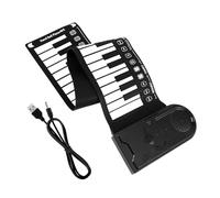 SOIMISS Portable Electronic Piano 49 Keys Foldable Rollable Silicone Keyboard with Automatic Sleep and Power Saving Functions, Includes Dc 6v USB Cable, for Beginners and Travel Use