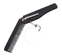 SOIMISS Portable Folding Fine Tooth Comb and Travel-friendly for Men and Lightweight with Oval Acrylic Mirror Keychain Beard Grooming Tool for Trips
