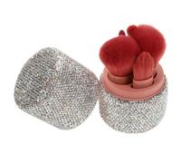 SOIMISS Portable Makeup Brush Set with Crystal Holder Dustproof Travel Organizer for Concealer Foundation Powder and Eye Shadow Brushes Luxury Rhinestone Makeup Container for Go Storage
