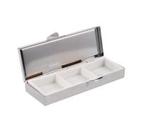 SOIMISS Portable Medicine Organizer with 3 Compartments, Compact Alloy Pill Box with Rhinestone Design, Easy-to-use Dispenser for Daily Outings and Travel