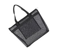 SOIMISS Portable Mesh Shower Tote Bag Lightweight Durable Toiletry Organizer for Travel Beach Gym Spa with Large Opening and Hanging Design Black