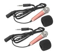 SOIMISS Portable Mini Recording Microphones with Stainless Steel and Sponge Material 2pcs Compatible with Mobile Phones and Electronic Devices, for Karaoke and Live Streaming