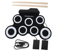 SOIMISS Portable Roll Up Electronic Drum Set USB Charging Silicone Drum Kit for Beginner Practice and Family Entertainment Black Compact