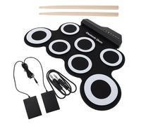 SOIMISS Portable USB Charging Electric Drum Set Hand Roll up Silicone Drum Kit with Professional Demonstration Song and Friends Gathering in Black