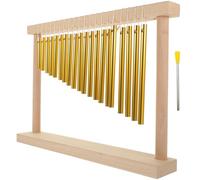 SOIMISS Premium Solid Copper Wind Chime Tone and Wooden Base Sturdy Tabletop Percussion Instrument for Music Teaching and Home Decoration Includes Drumstick Elegant Finish