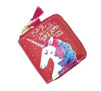 SOIMISS Pu Zipper Wallet Cartoon Purse for Student Lightweight Easy to Carry Unicorn Shape Red Short Wallet for Business Trip and Daily Use