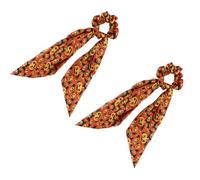 SOIMISS Pumpkin Design Hair Scrunchies Bowknot 2pcs Halloween Satin Material, Pumpkin-shaped Easy to DIY Hairstyle, Festive and Eye-catching Hair Tie Scarf for Women for Makeup