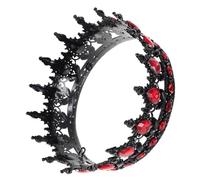SOIMISS Queen Crown Tiara Rhinestone Baroque Black Red Crystal Bride Wedding Princess Headpiece Hair Accessory for Formal Events and Photo Shoots