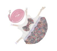 SOIMISS Rabbit Costume with Leash Lightweight Lace Dress for Small Pets Skin-friendly Material Comfortable Fit for Bunnies and Cats Easy to Wear and Remove Sweet Floral Printing for Daily