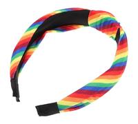 SOIMISS Rainbow Pattern Knotted Headband for Women Thick Elastic Hairband Rainbow Colors for Festival Hair Accessories